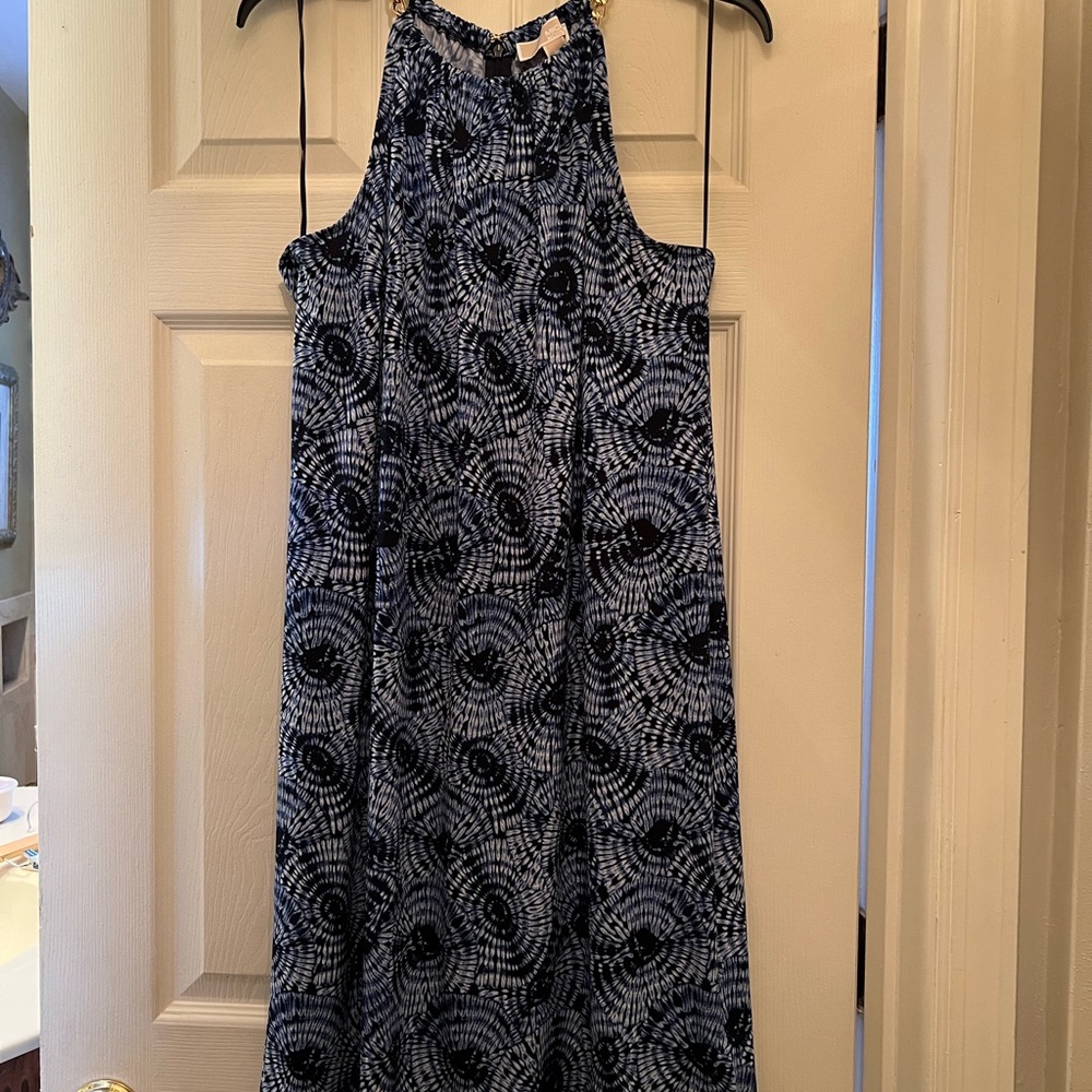 Michael Kors Blue and White Swirl Knee Length Dress